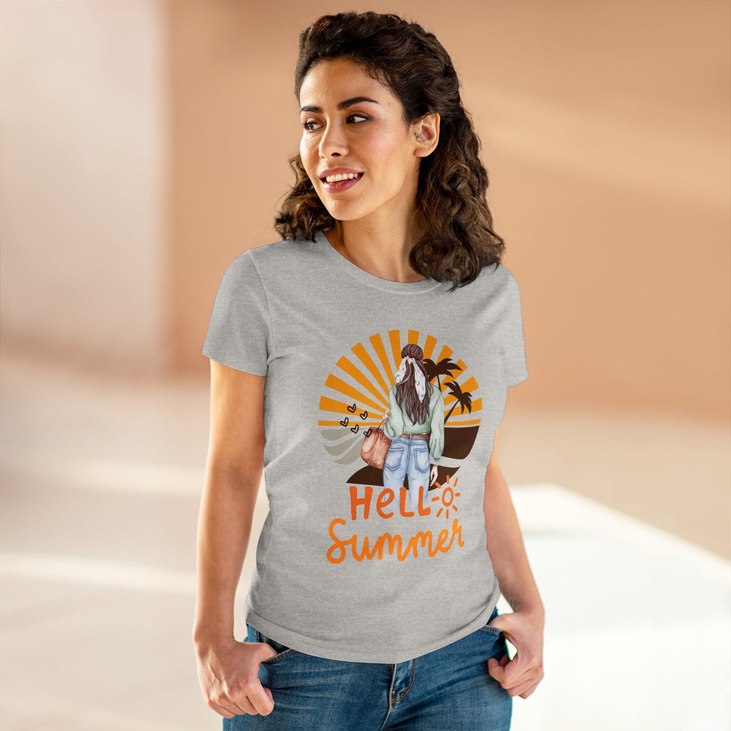 Hello Summer Women's Midweight Cotton Tee