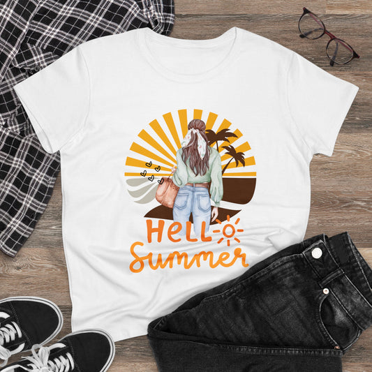 Hello Summer Women's Midweight Cotton Tee