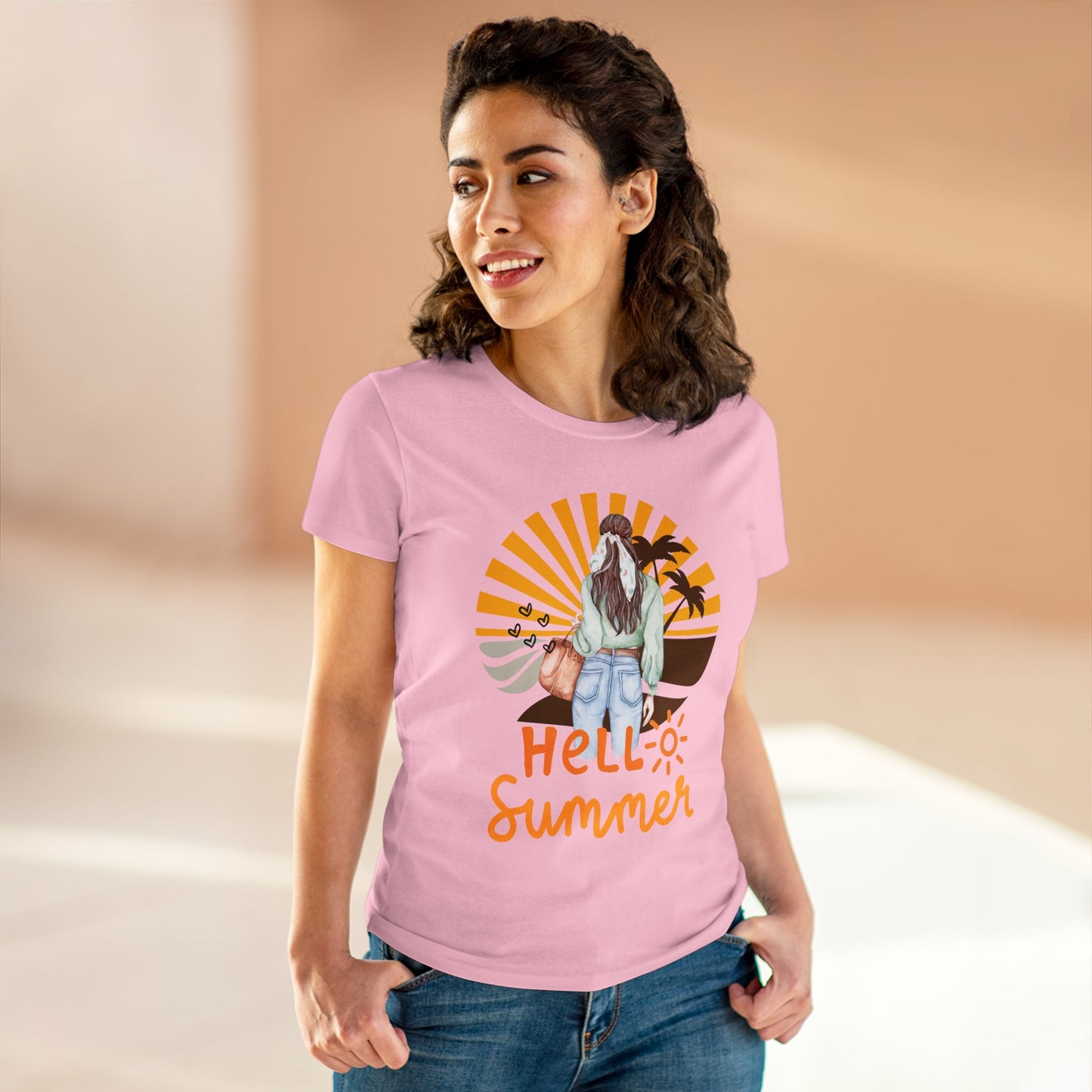 Hello Summer Women's Midweight Cotton Tee