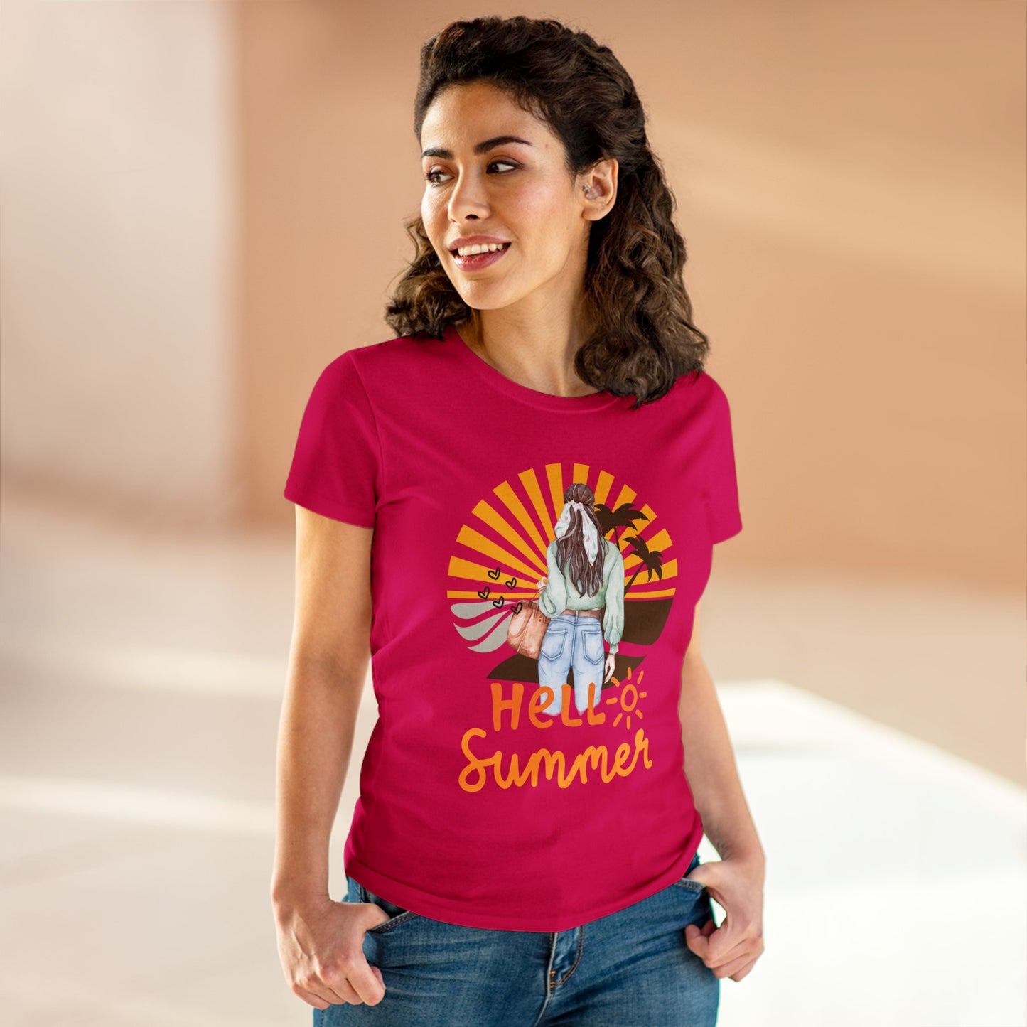 Hello Summer Women's Midweight Cotton Tee