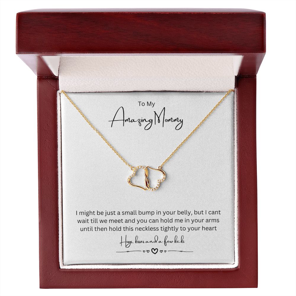 To My Amazing Mommy Eternal Love Necklace, Gift For Mother/New Mom, Yellow Gold, Gift From Baby/Dad