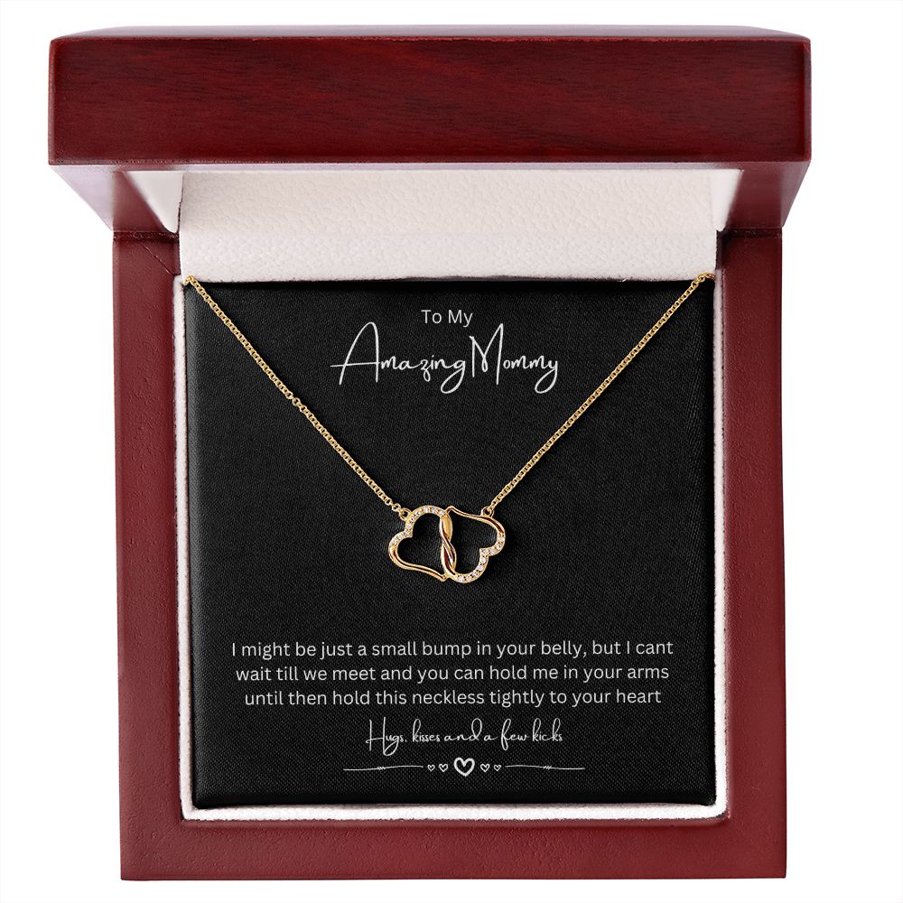 To My Amazing Mommy Eternal Love Necklace, Gift For Mother/New Mom, Yellow Gold, Gift From Baby/Dad