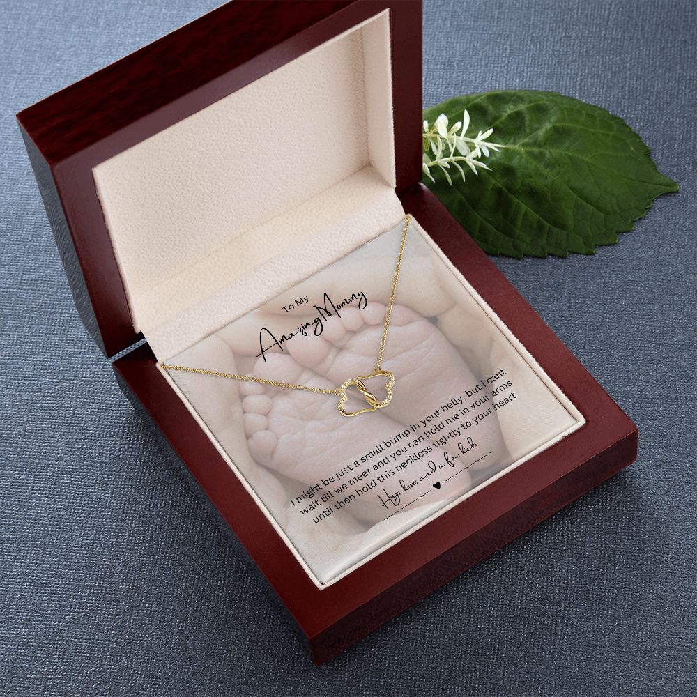 To My Amazing Mommy Eternal Love Necklace, Gift For Mother/New Mom, Yellow Gold, Gift From Baby/Dad