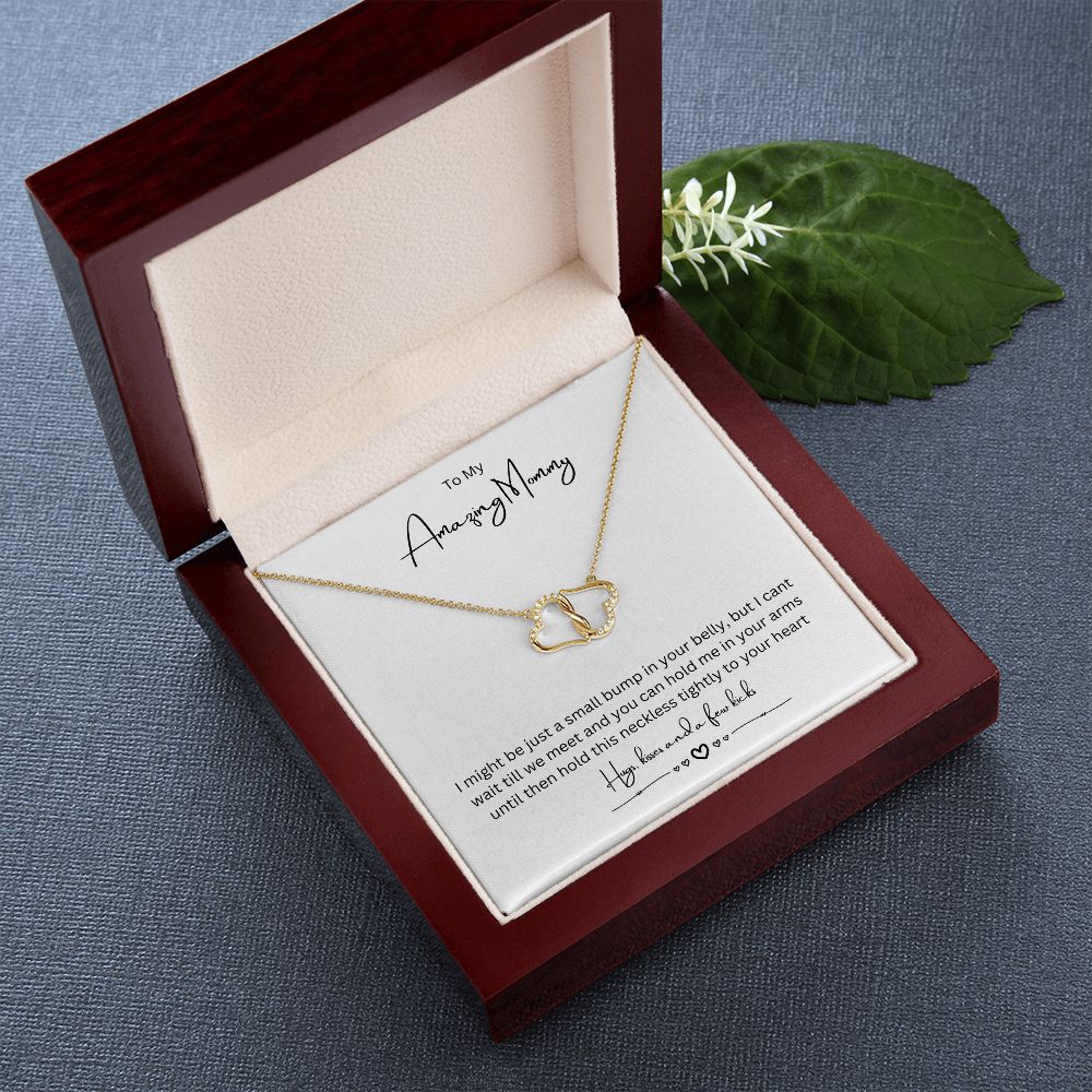 To My Amazing Mommy Eternal Love Necklace, Gift For Mother/New Mom, Yellow Gold, Gift From Baby/Dad