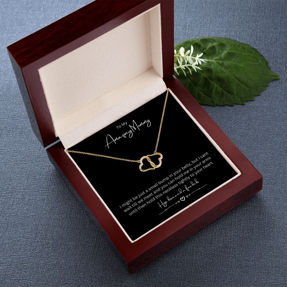 To My Amazing Mommy Eternal Love Necklace, Gift For Mother/New Mom, Yellow Gold, Gift From Baby/Dad