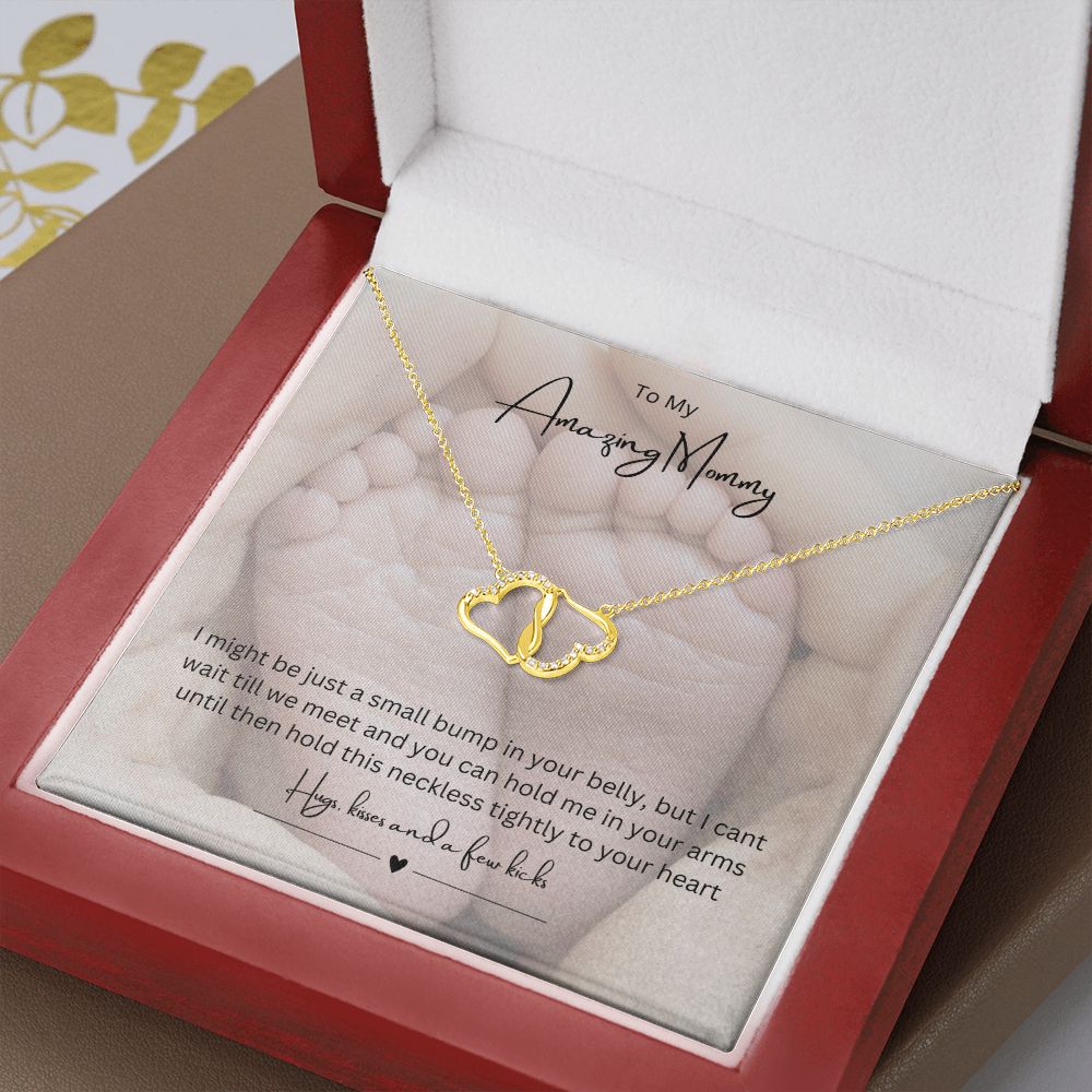 To My Amazing Mommy Eternal Love Necklace, Gift For Mother/New Mom, Yellow Gold, Gift From Baby/Dad