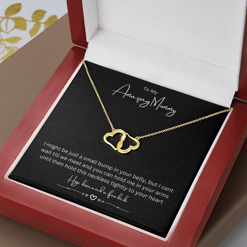 To My Amazing Mommy Eternal Love Necklace, Gift For Mother/New Mom, Yellow Gold, Gift From Baby/Dad