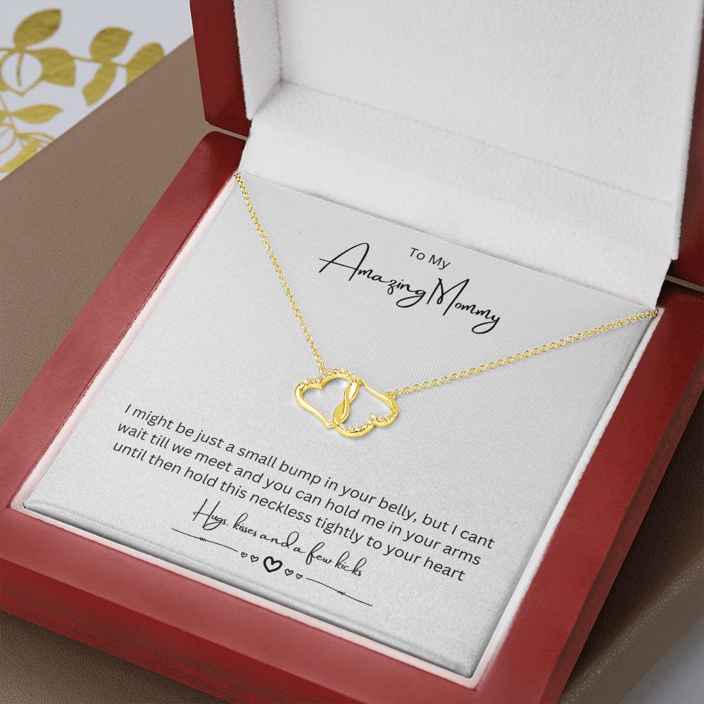 To My Amazing Mommy Eternal Love Necklace, Gift For Mother/New Mom, Yellow Gold, Gift From Baby/Dad