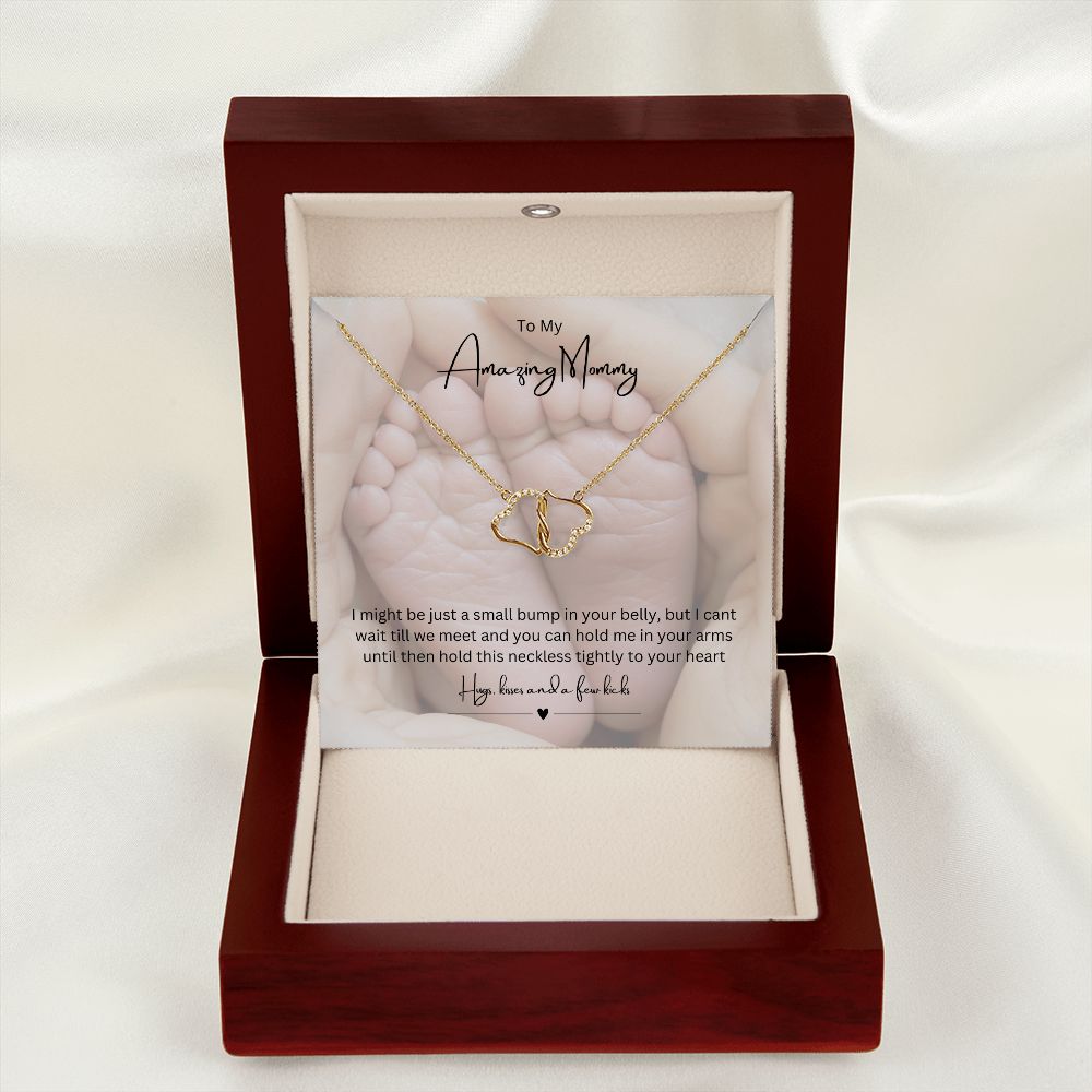 To My Amazing Mommy Eternal Love Necklace, Gift For Mother/New Mom, Yellow Gold, Gift From Baby/Dad