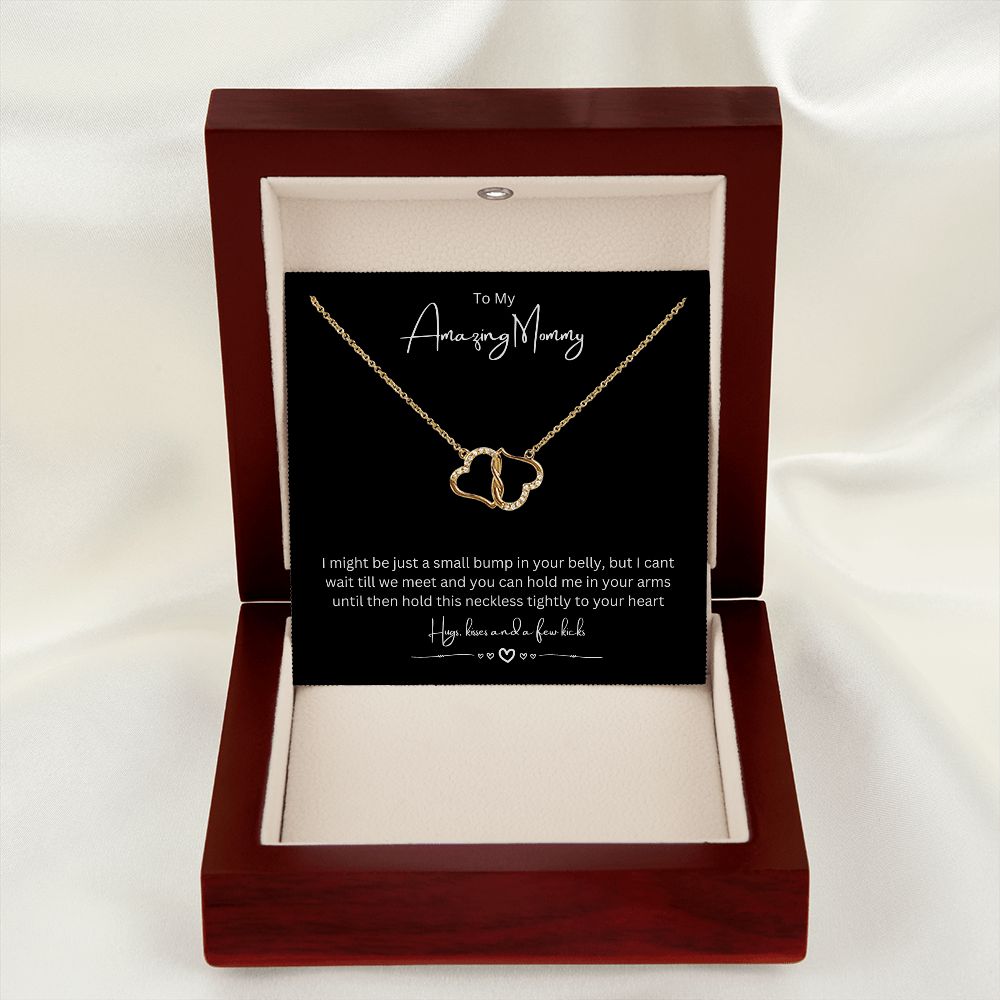 To My Amazing Mommy Eternal Love Necklace, Gift For Mother/New Mom, Yellow Gold, Gift From Baby/Dad