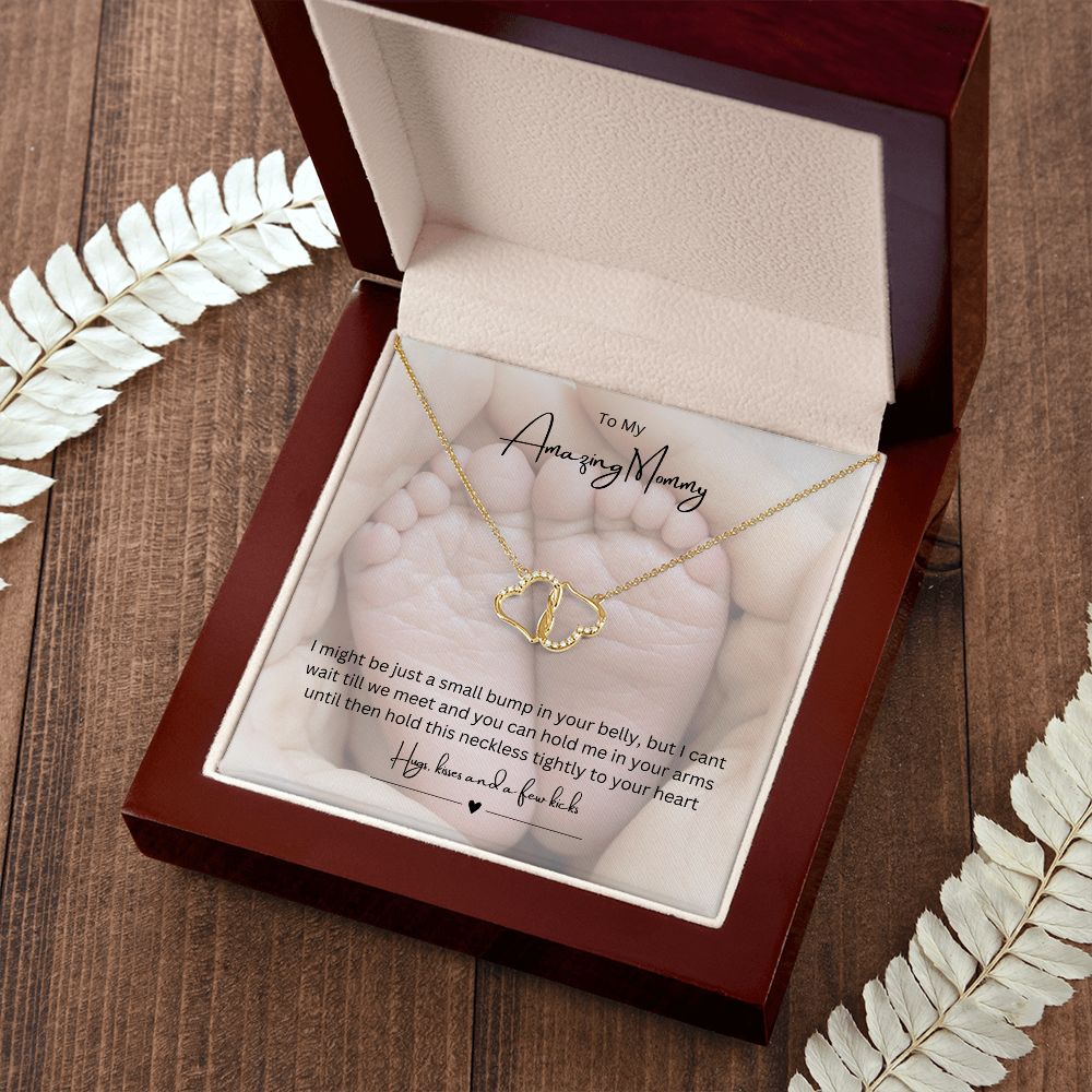 To My Amazing Mommy Eternal Love Necklace, Gift For Mother/New Mom, Yellow Gold, Gift From Baby/Dad