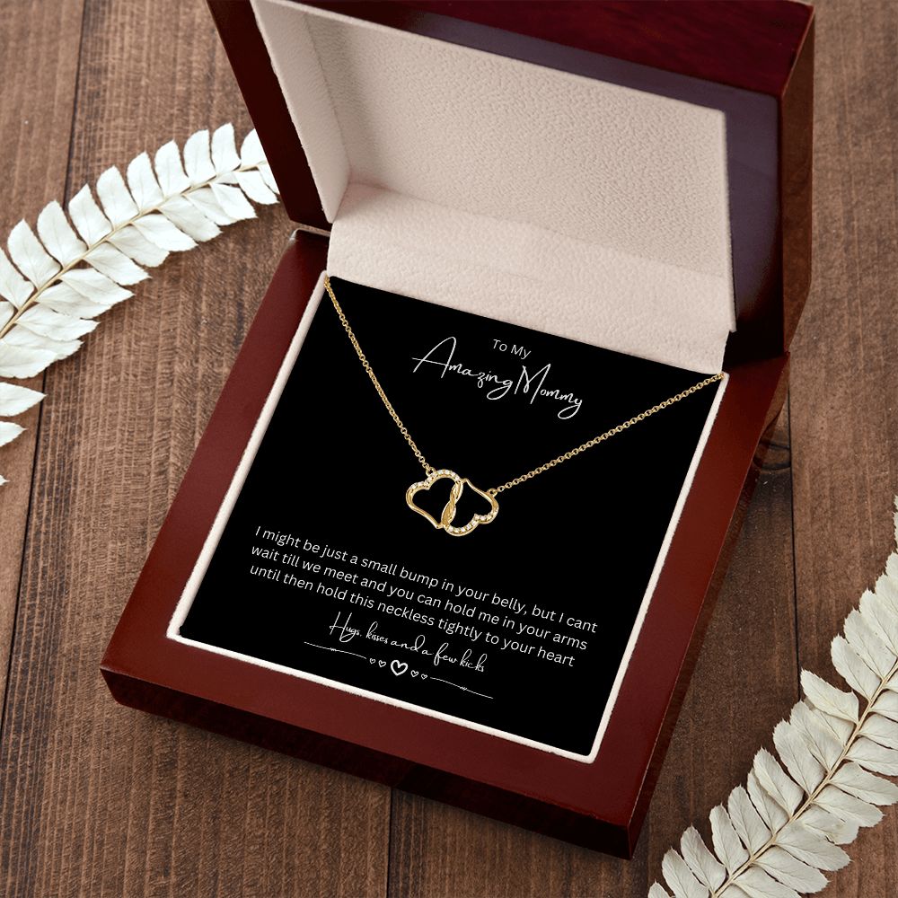 To My Amazing Mommy Eternal Love Necklace, Gift For Mother/New Mom, Yellow Gold, Gift From Baby/Dad