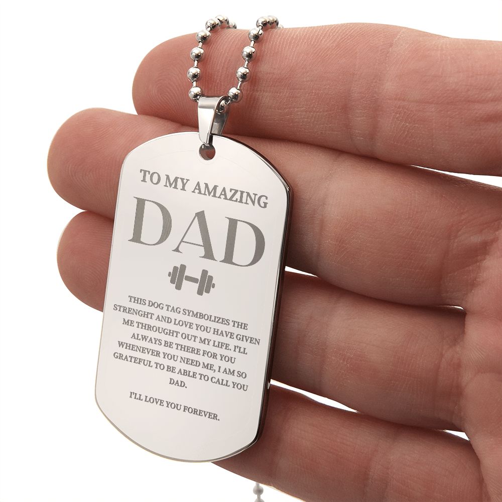 Fathers Day Dog Tag, Fathers Day Gift, Gift for Dad, Silver/Gold  Dog Tag Necklace, Gift for Father from Daughter/Son