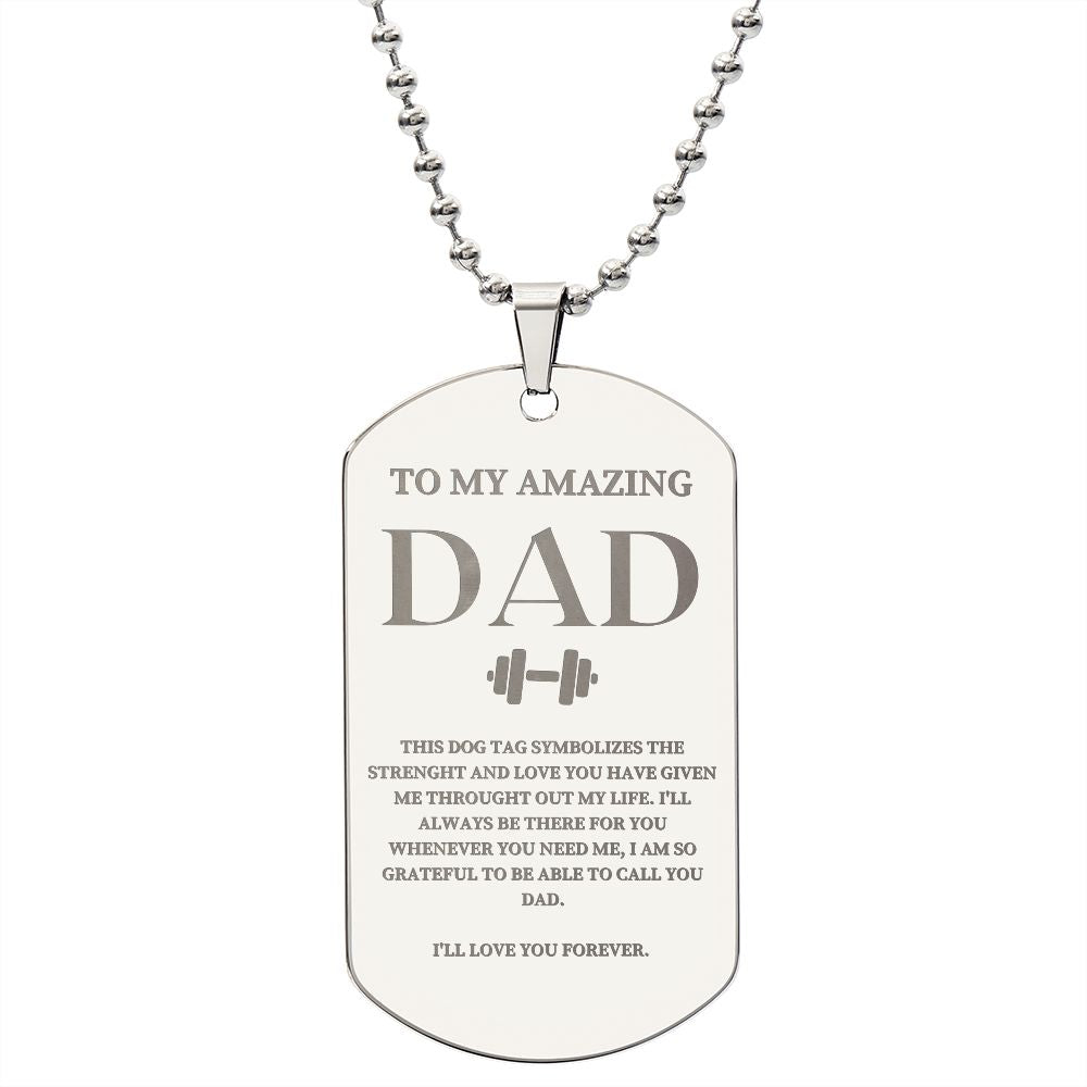 Fathers Day Dog Tag, Fathers Day Gift, Gift for Dad, Silver/Gold  Dog Tag Necklace, Gift for Father from Daughter/Son