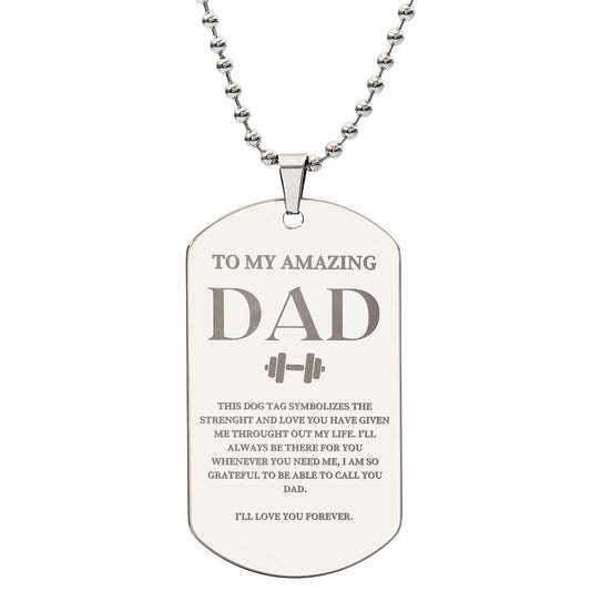 Fathers Day Dog Tag, Fathers Day Gift, Gift for Dad, Silver/Gold  Dog Tag Necklace, Gift for Father from Daughter/Son