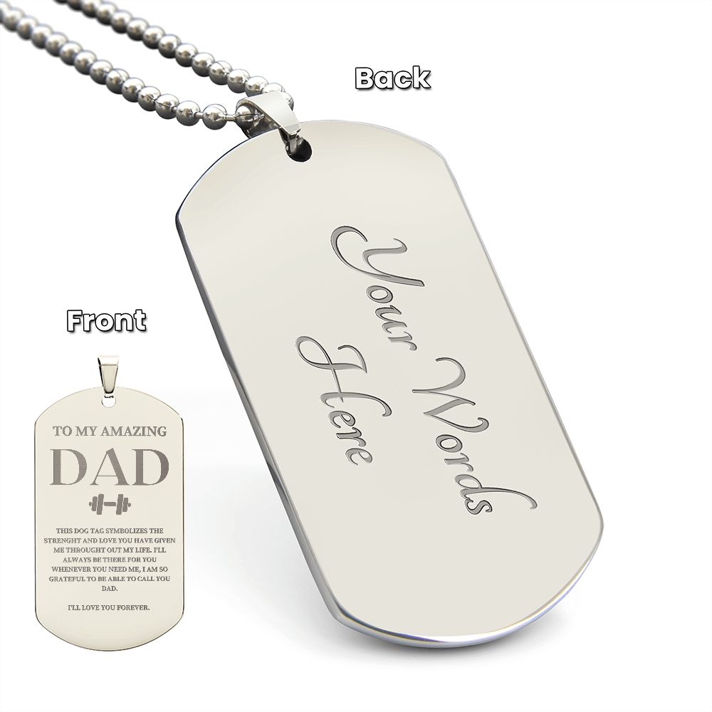 Fathers Day Dog Tag, Fathers Day Gift, Gift for Dad, Silver/Gold  Dog Tag Necklace, Gift for Father from Daughter/Son