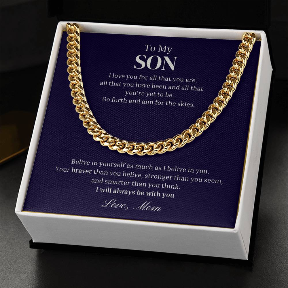 To My Son 18" - 22" Cuban Link Chain