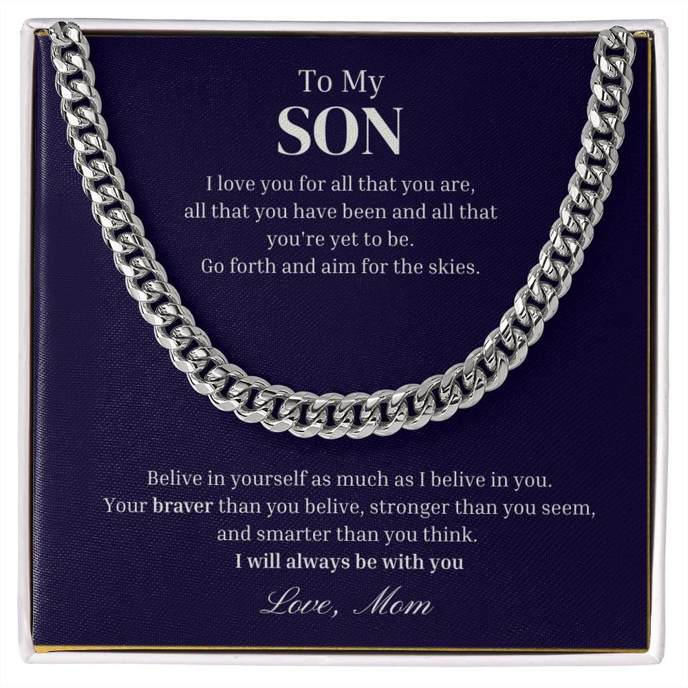 To My Son 18" - 22" Cuban Link Chain