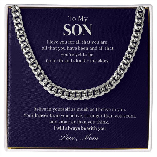 To My Son 18" - 22" Cuban Link Chain