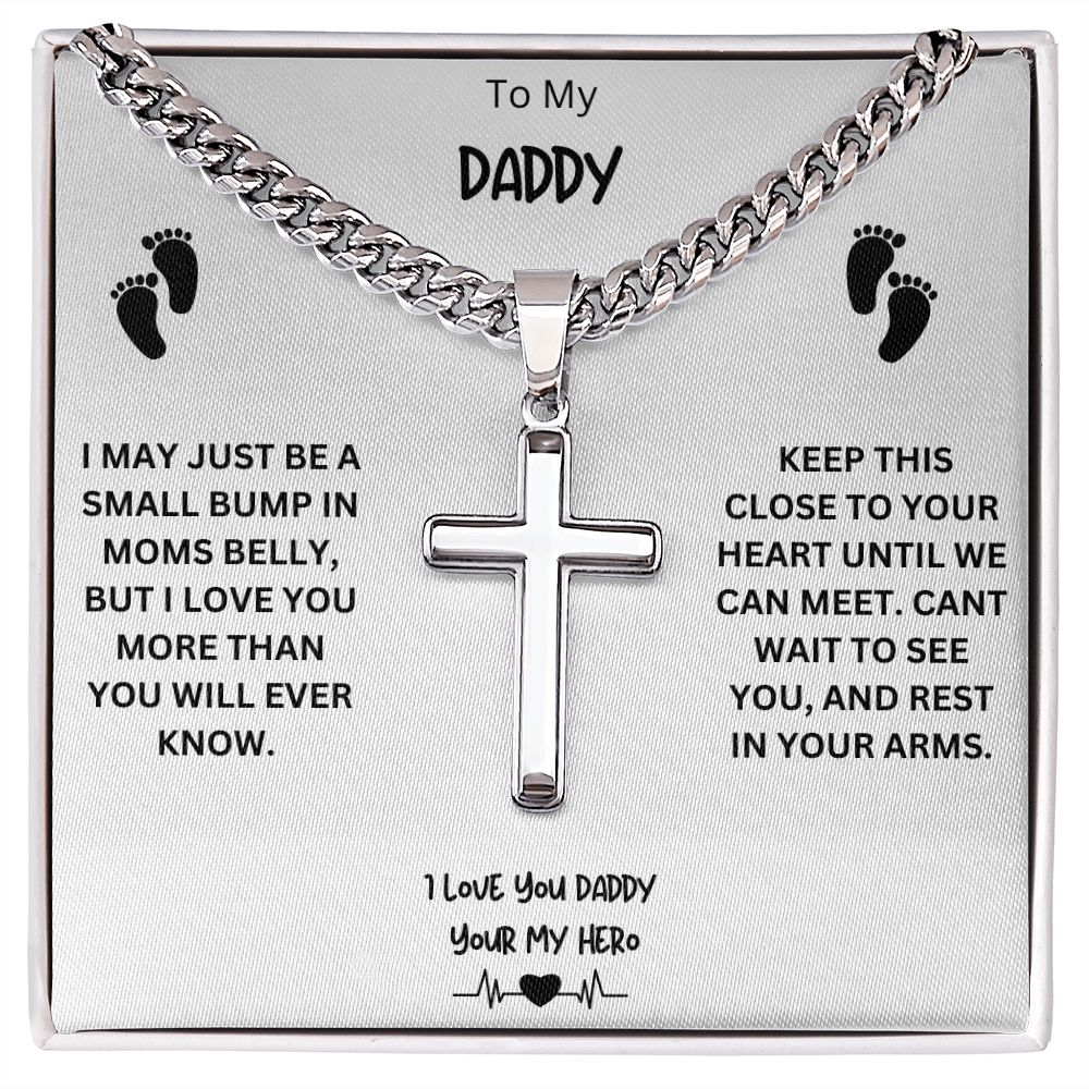 To My Daddy Cubin Link Chain/Necklace, Gift For Dad/ New Dad, Gift From Wife/Baby