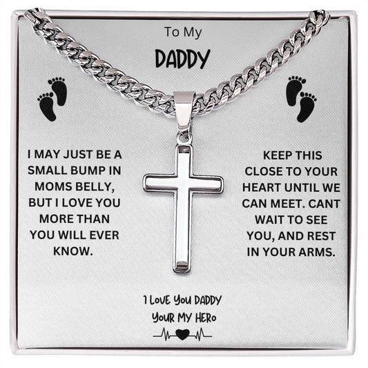 To My Daddy Cubin Link Chain/Necklace, Gift For Dad/ New Dad, Gift From Wife/Baby