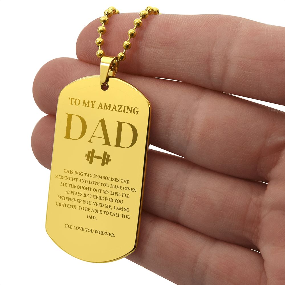 Fathers Day Dog Tag, Fathers Day Gift, Gift for Dad, Silver/Gold  Dog Tag Necklace, Gift for Father from Daughter/Son