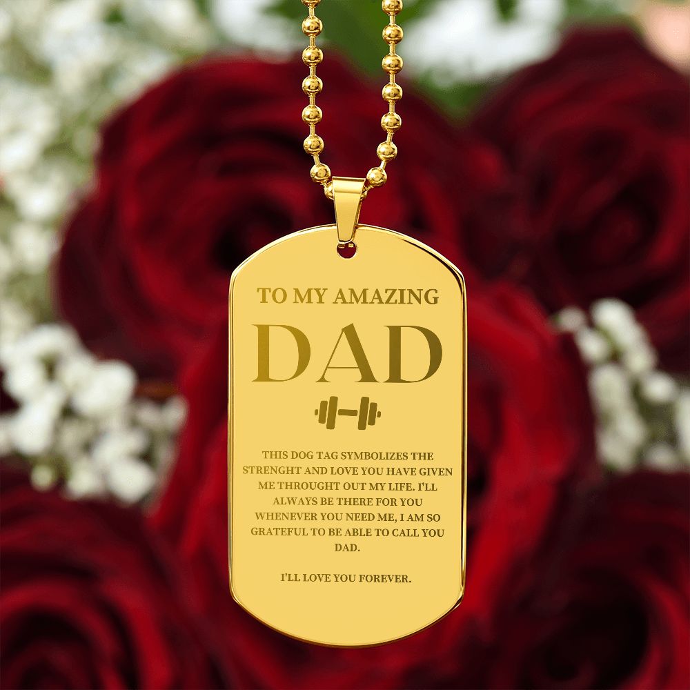 Fathers Day Dog Tag, Fathers Day Gift, Gift for Dad, Silver/Gold  Dog Tag Necklace, Gift for Father from Daughter/Son