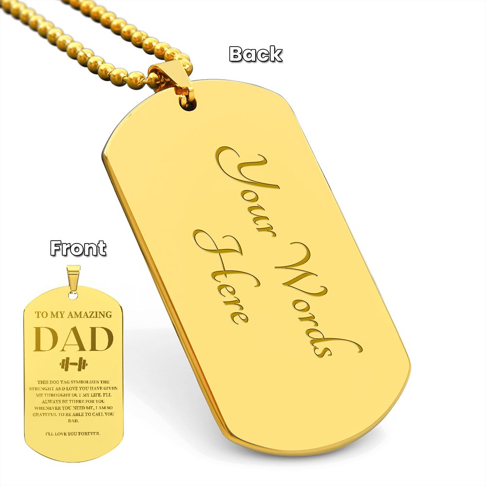 Fathers Day Dog Tag, Fathers Day Gift, Gift for Dad, Silver/Gold  Dog Tag Necklace, Gift for Father from Daughter/Son