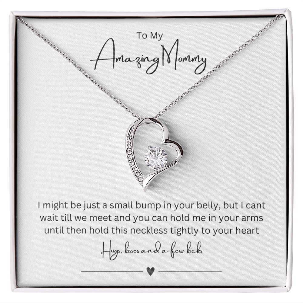 To My Amazing Mommy Forever Love Necklace, Gift For Mother/New Moms White Gold/Yellow Gold Finish, Gift From Baby/Dad